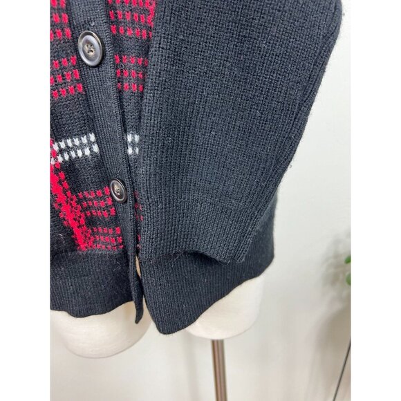 Pendleton Womens Black Red 100% Wool Plaid Cardigan Sweater - Picture 5 of 13